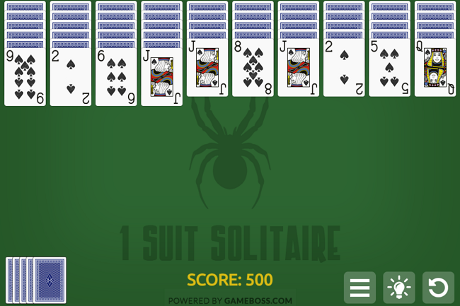 spider solitaire 1 suit 247