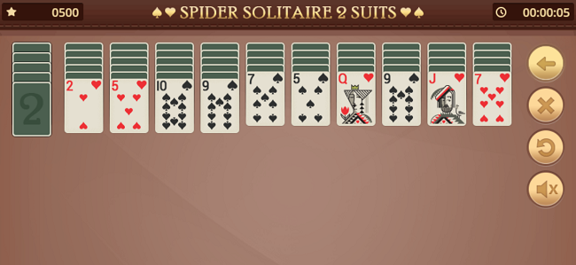Spider Solitaire 2 suit - Play Two suits spider card games free online